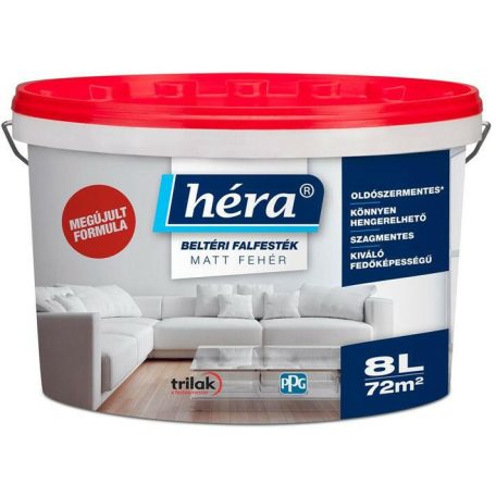 HÉRA beltéri falfesték fehér 8 liter _ piros tetős