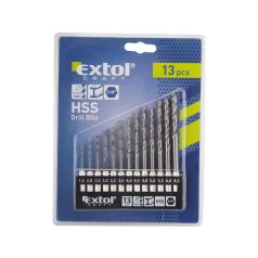   EXTOL fémcsigafúró klt., 13db, HSS; 1,5-6,5mm, 1/4" BIT befogás, polírozott, műanyag tartóban
