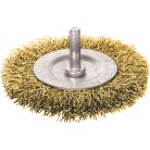 EXTOL drótcsiszoló körkefe, 63mm, fúrógépbe fogható: 6mm csap, hullámos szálú, rezezett acél, max 4500 frod/perc