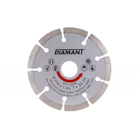 Gyémánt vágótárcsa, szegmentált átmérő 115 mm