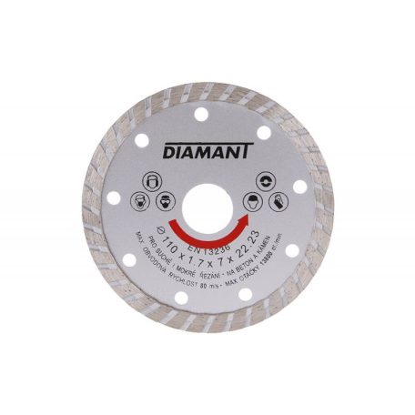 Gyémánt vágótárcsa TURBO, bordázott átmérő 110 mm