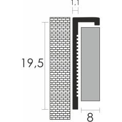   Profilplast szögletes alu csempeélvédő - 8 mm, eloxált matt ezüst 3 m