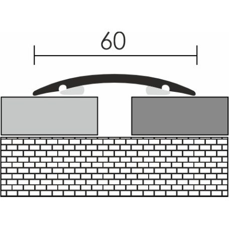 Profilplast Öntapadós burkolatváltó lencse - 60 mm eloxált matt ezüst 1m