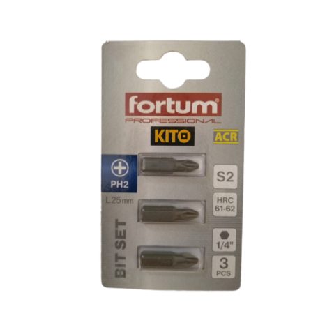 Fortum behajtóhegy PH 2x25 mm, 3 db, S2 acél ACR