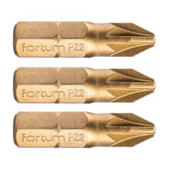   Fortum behajtóhegy PZ 2x25 mm, 3 db, S2 acél, Titanium bevonat