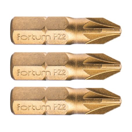 Fortum behajtóhegy PZ 2x25 mm, 3 db, S2 acél, Titanium bevonat
