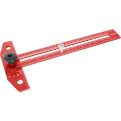   Fortum asztalos T-vonalzó és szögmérő, 350×190 mm, ALU, lézer gravírozott, mm beosztás