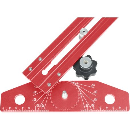 Fortum asztalos T-vonalzó és szögmérő, 350×190 mm, ALU, lézer gravírozott, mm beosztás