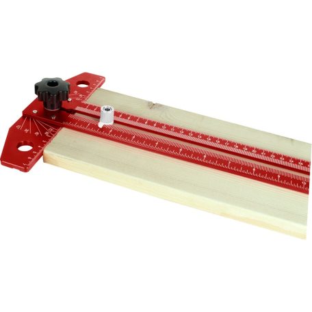 Fortum asztalos T-vonalzó és szögmérő, 350×190 mm, ALU, lézer gravírozott, mm beosztás