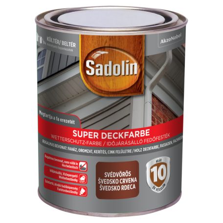 Sadolin Super Deckfarbe fedő hatású, faerezetet megtartó fafesték svédvörös 0,75 liter
