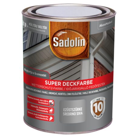 Sadolin Super Deckfarbe fedő hatású, faerezetet megtartó fafesté ezüstszürke 0,75 liter
