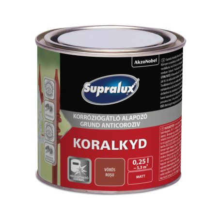 SUPRALUX Koralkyd korróziógátló alapozó vörös 0,25 liter