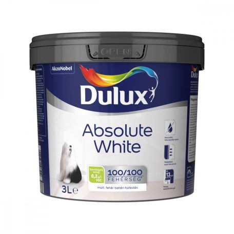 Dulux Absolute White fehér, beltéri falfesték 3 liter