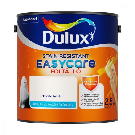 Dulux EasyCare foltálló, mosható beltéri falfesték 2,5 liter Tiszta fehér