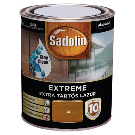 Sadolin Extreme kültéri vízbázisú, gyorsan száradó, extra tartós selyemfényű lazúr, dió 0,7 liter