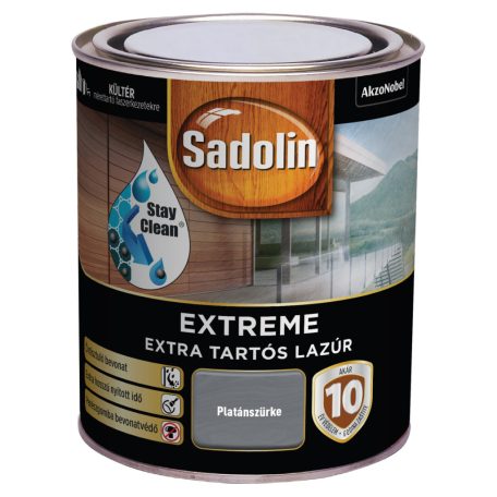 Sadolin Extreme kültéri vízbázisú, gyorsan száradó, extra tartós selyemfényű lazúr platánszürke 0,7 liter