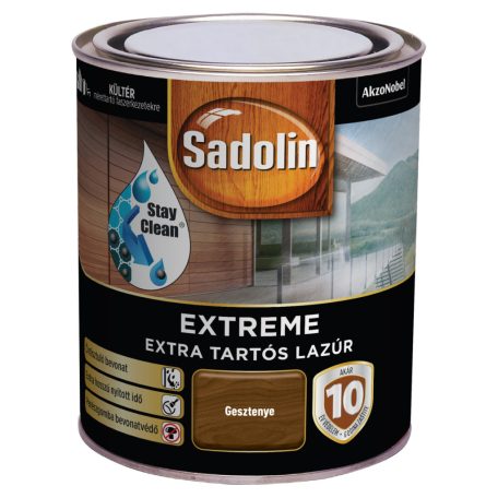 Sadolin Extreme kültéri vízbázisú, gyorsan száradó, extra tartós selyemfényű lazúr gesztenye 0,7 liter