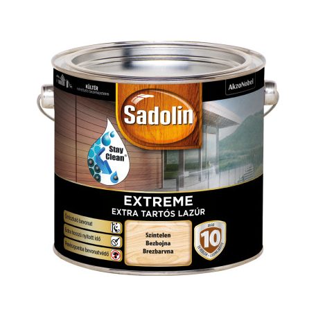 Sadolin Extreme kültéri vízbázisú, gyorsan száradó, extra tartós selyemfényű lazúr, mahagóni 2,5 liter