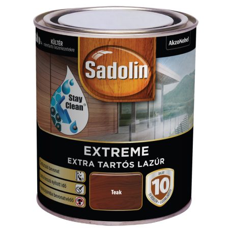 Sadolin Extreme kültéri vízbázisú, gyorsan száradó, extra tartós selyemfényű lazúr teak 0,7 liter