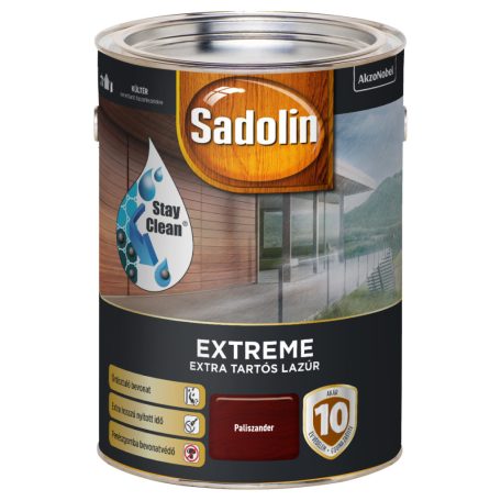 Sadolin Extreme kültéri vízbázisú, gyorsan száradó, extra tartós selyemfényű lazúr paliszander 4,5 liter