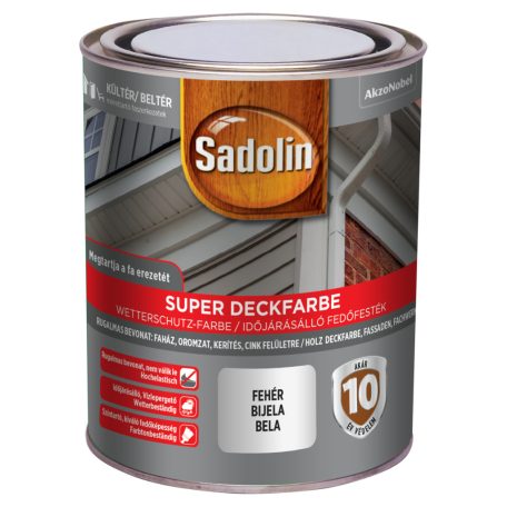 Sadolin Super Deckfarbe fedő hatású, faerezetet megtartó fafesték fehér 0,75 liter