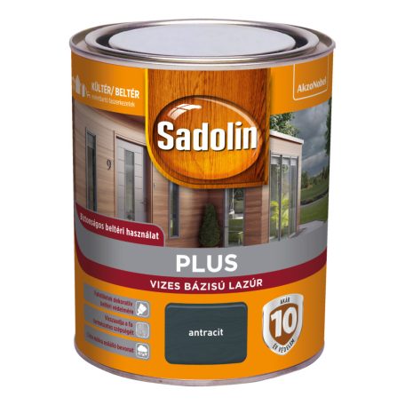 Sadolin Plus vizes bázisú lazúr antracit 0,75 liter