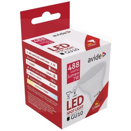 Avide LED Spot Alu+plastic 7W GU10 110° EW 2700K