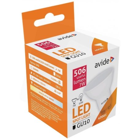 Avide LED Spot Alu+plastic 7W GU10 110° NW 4000K