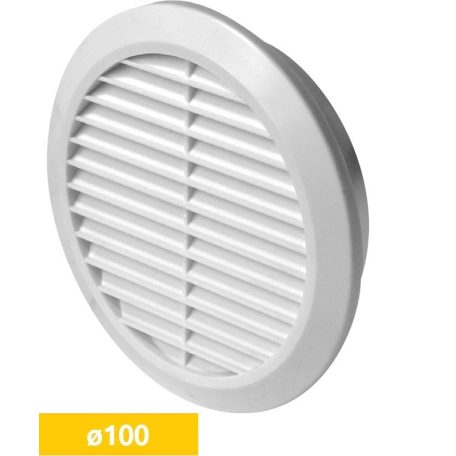Awenta T30 kerek fali rács, rovarhálóval, fehér színben 100 mm