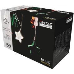   Entac Karácsonyi Beltéri Színes Csillag 60mm Füzér 10 LED WW 1,65m (2AA nt.)