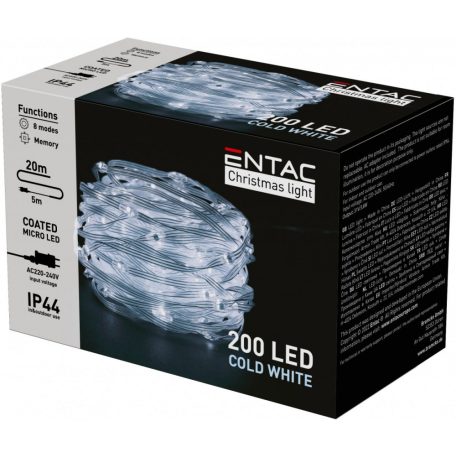 Entac Karácsonyi IP44 200 PVC Bevonatú Micro LED CW 20m