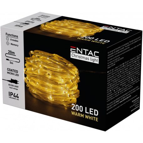 Entac Karácsonyi IP44 200 PVC Bevonatú Micro LED WW 20m