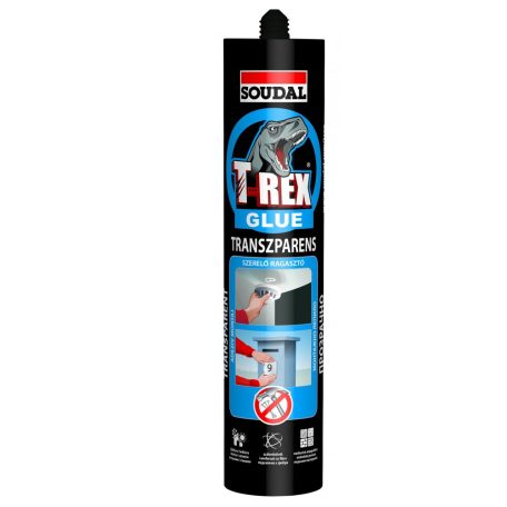 SOUDAL T-REX TPT transzparens, szálerősített szerelő ragasztó 310gr - kék