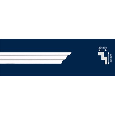 Korin díszléc T30 sarokprofil 20x30 mm / 2 m  fehér