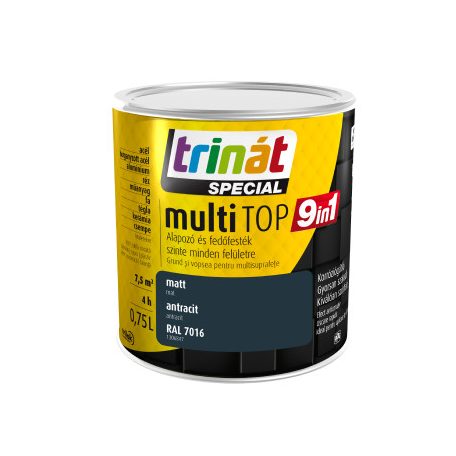 TRINÁT multiTOP 9IN1 alapozó és fedőfesték egyben - fehér RAL 9003 0,75 liter
