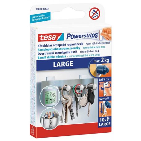 TESA POWERSTRIPS kétoldalas ragasztócsík, nagy 10 db